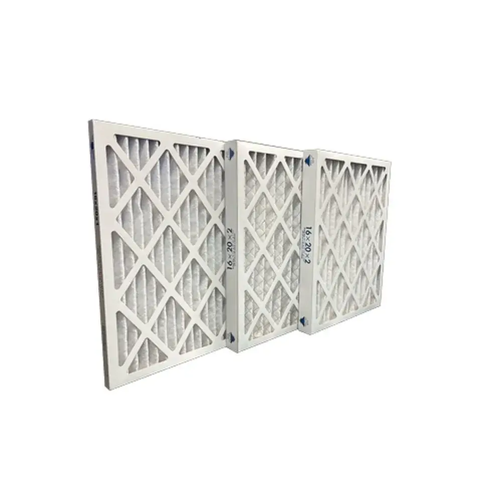 Three pleated HVAC air filters in 1-inch, 2-inch and 4-inch depths with kraft board frames