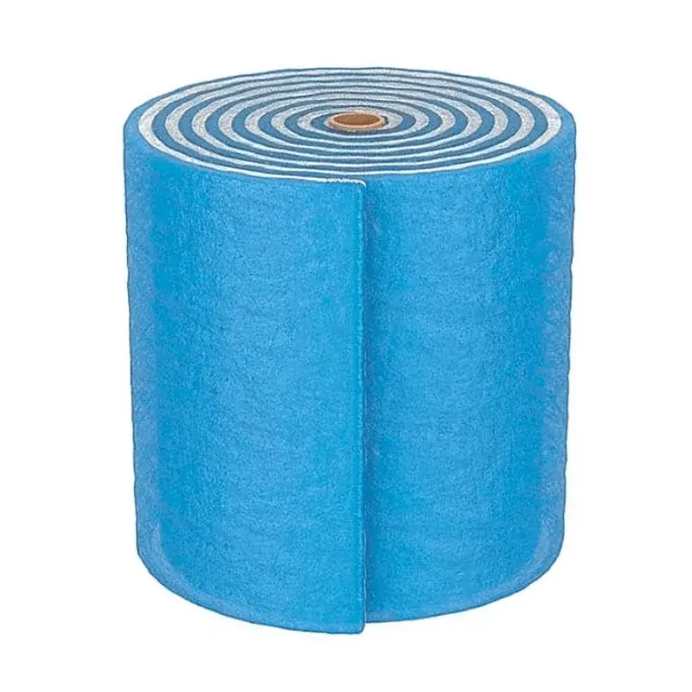 Roll of white polyester air filter media replacement pad, MERV 4 through 8