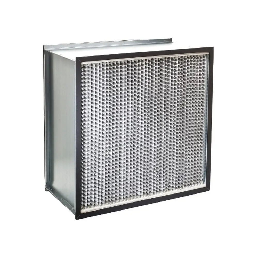HEPA box filter with galvanized steel housing and aluminum separator pleated media
