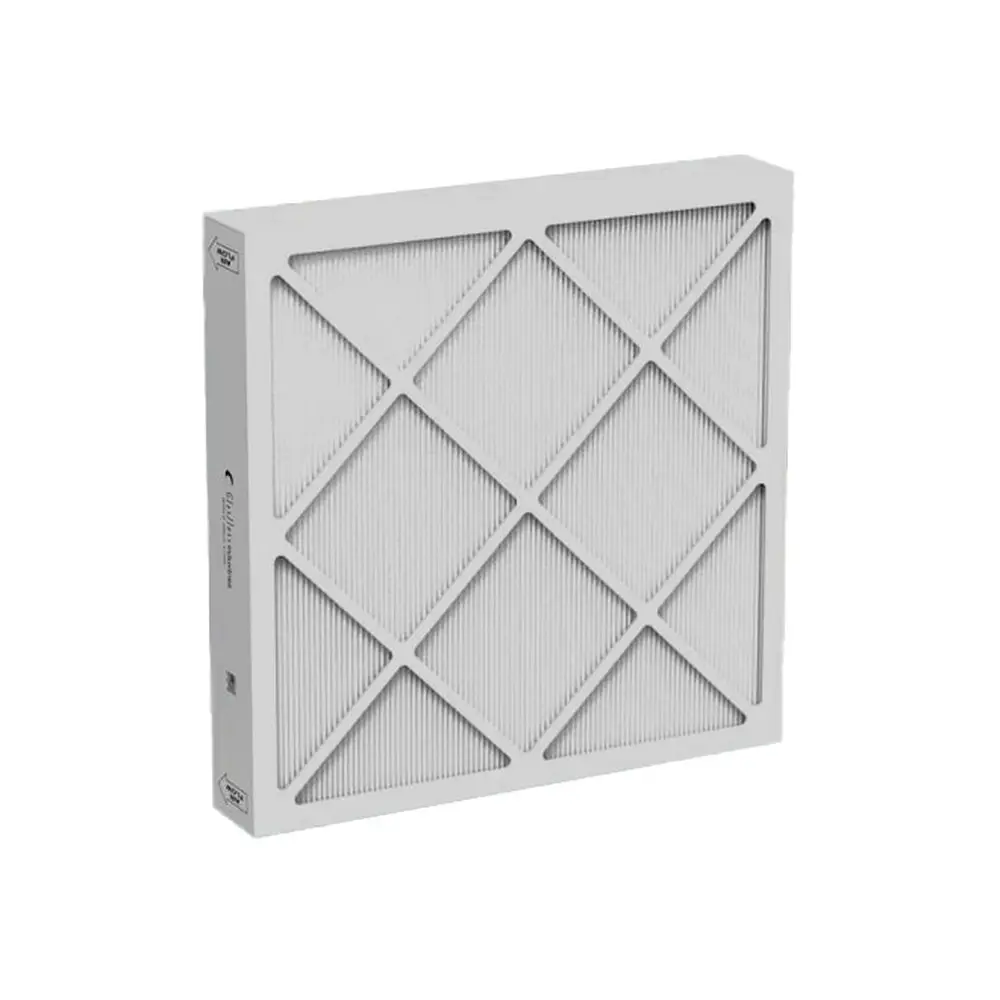 Mini pleat air filter panel with cross-brace support grid, MERV 11 through 15